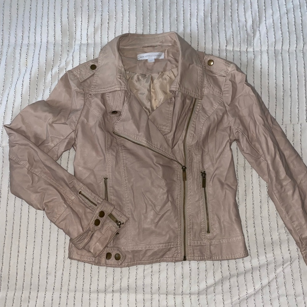 Beige New York & Company leather jacket